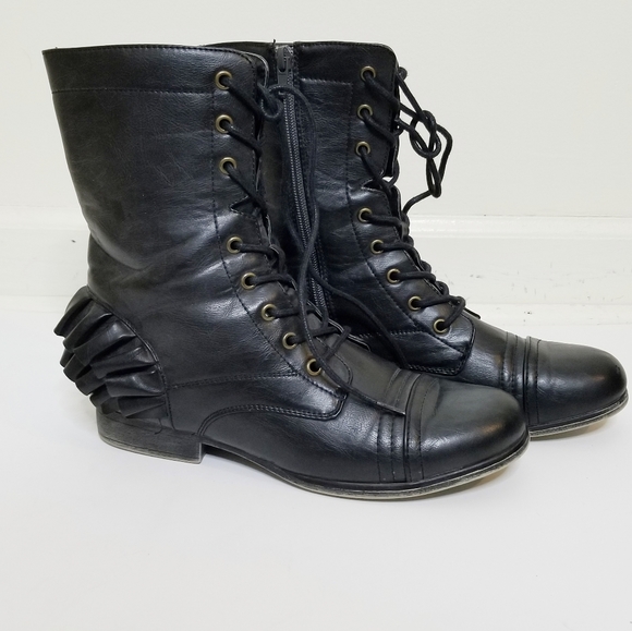 Betsey Johnson Shoes - BETSEY JOHNSON LACE UP RUFFLE TRIM BOOTS